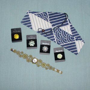 18mm Snap Bracelet Jewelry Bundle With 4 Snaps Rose Flowers